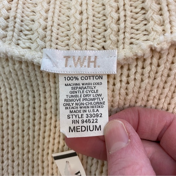 White House Black Market Cream Knit/Cable Knit Turtleneck Sweater - Picture 5 of 6